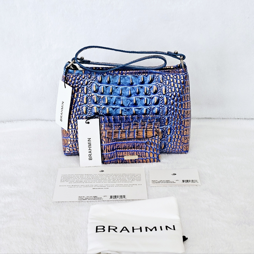 NWT Brahmin DEEP AZURE Lorelei w/Cheryl Card #HARD TO FIND# - Picture 1 of 16